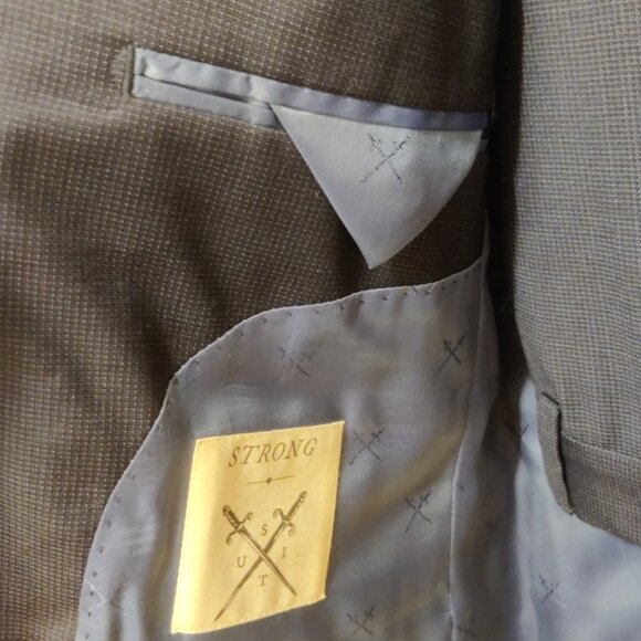 Strong Suit 38S 31w navy microcheck slim fit tailored soft tailoring 100% wool - Picture 5 of 12